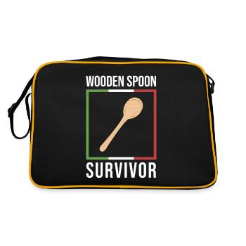 Wooden Spoon Survivor - Funny Italian - Retro Tasche - Schwarz/Gold - Hinten