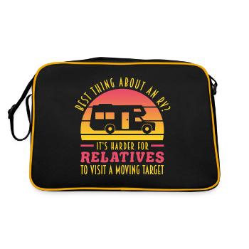 Best Thing About An RV? - Caravan Camping - Retro Tasche - Schwarz/Gold - Hinten