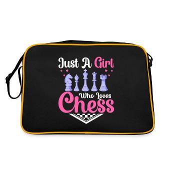 Just A Girl Who Loves Chess Chess Player Chess Bo - Retro Tasche - Schwarz/Gold - Hinten