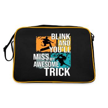 Skateboarder Blink And Youll Miss My Trick Gift - Retro Bag - black/gold - Back