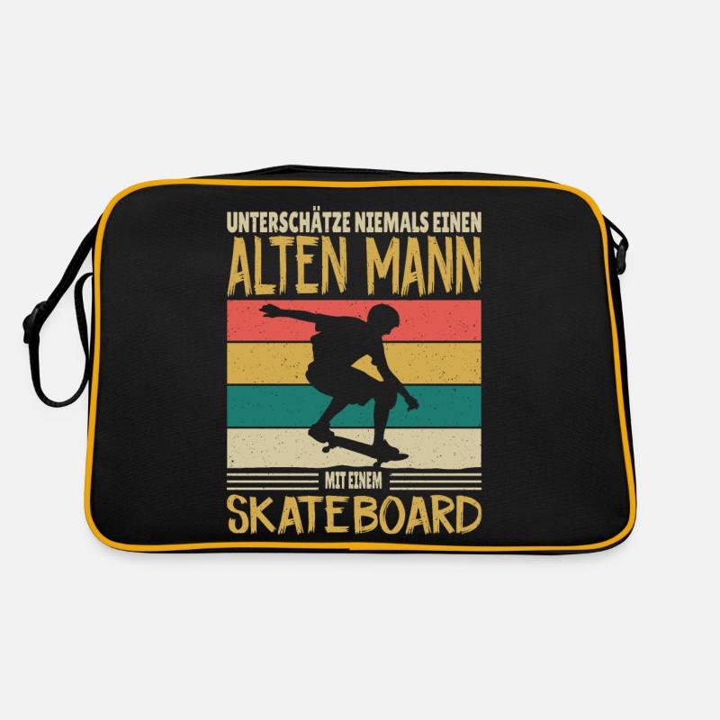 Skateboarder Motiv beim Skating in der Halfpipe Retro Tasche
