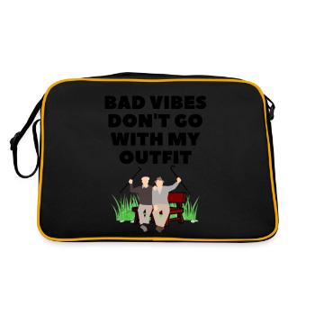 Schlechte Vibrationen passen nicht zu meinem Outfit - Retro Tasche - Schwarz/Gold - Hinten