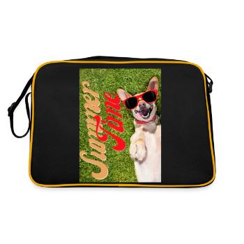 Summer Time Funny Dog Design - Retro Bag - black/gold - Back