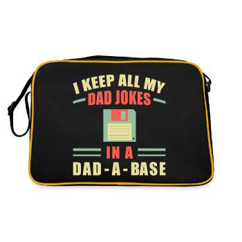 I Keep All My Dad Jokes In A Dad-a-base - Bad Puns - Retro Tasche - Schwarz/Gold - Hinten