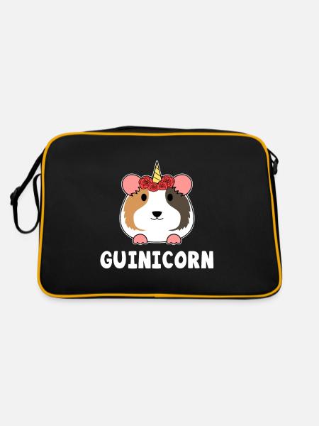 Guinea Pig Guinicorn - Cute pet design - Retro Tasche - Schwarz/Gold - Hinten