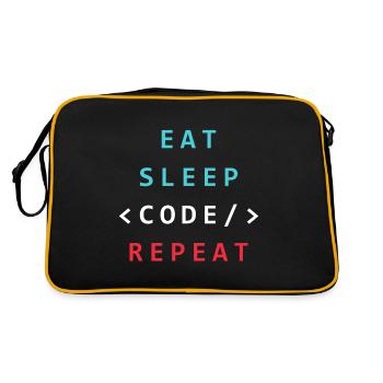 Coding IT Geek - Eat Sleep Code Repeat Programming - Retro Tasche - Schwarz/Gold - Hinten