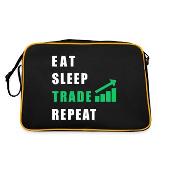 Eat Sleep Trade Repeat - Trader Trading - Retro Tasche - Schwarz/Gold - Hinten