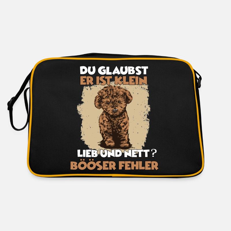 Süßes Pudel Hundehalter Geschenkidee Zwergpudel - Retro Tasche - Schwarz/Gold