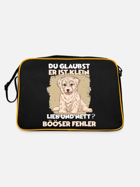 Havaneser Hundehalter Bichon Hundeliebhaber - Retro Tasche - Schwarz/Gold - Hinten