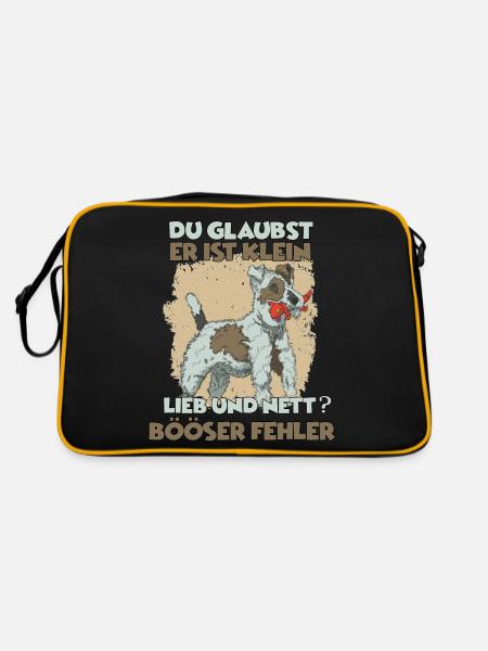 Terrier Hundetraining Hunde Geschenk Fox Terrier - Retro Tasche - Schwarz/Gold - Hinten