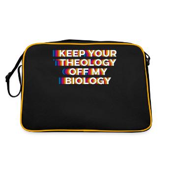 Halte deine Theologie von meiner Biologie fern - Retro Tasche - Schwarz/Gold - Hinten