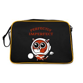 Astronaut Katze - Retro Tasche - Schwarz/Gold - Hinten