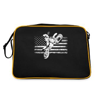 USA Dirt Bike Rider Patriotic Biker Motocross - Sac Retro - noir/or - Dos