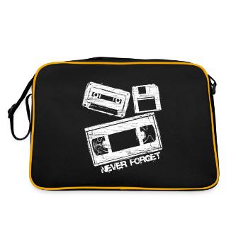 Never Forget Audio Cassette Tape - Retro Tasche - Schwarz/Gold - Hinten