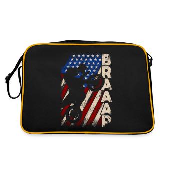 Braaap Vintage USA Drapeau Américain Dirt Bike - Sac Retro - noir/or - Dos