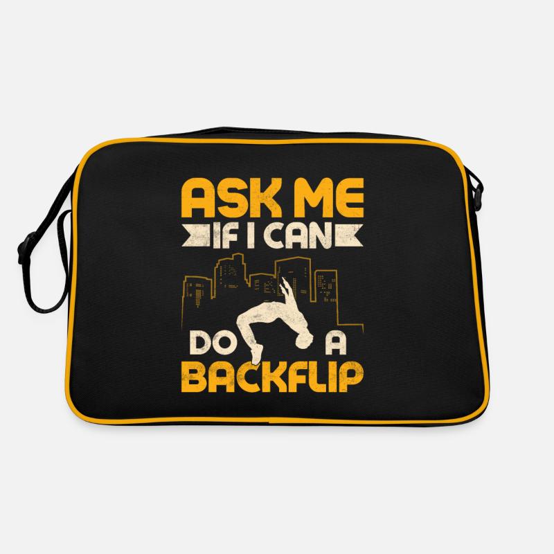 Ask Me If I Can Do A Backflip Free Running Traceu Retro Tasche
