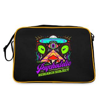 Illuminati Pyramid Alien - Psychedelic Research - Retro Tasche - Schwarz/Gold - Hinten
