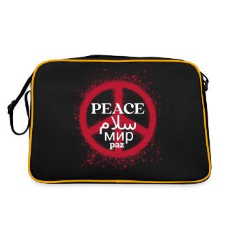 Paix mondiale. Art multilingue du signe de paix - Sac Retro - noir/or - Dos