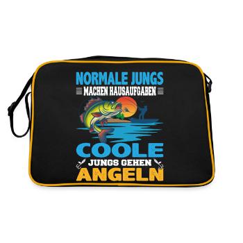 Normale Jungs machen Hausaufgaben coole Jungs - Retro Tasche - Schwarz/Gold - Hinten