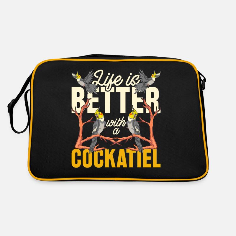 Vogel Haustier Geschenkidee Tiere Nymphensittich Retro Tasche