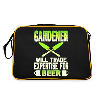 Le jardinier échangera son expertise contre de la bière drôle - Sac Retro - noir/or - Dos