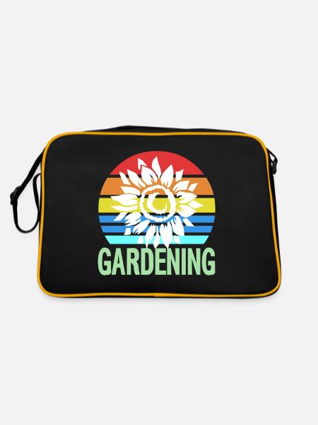 Retro Vintage Awesome Flower Gardening Designs - Retro Tasche - Schwarz/Gold - Hinten