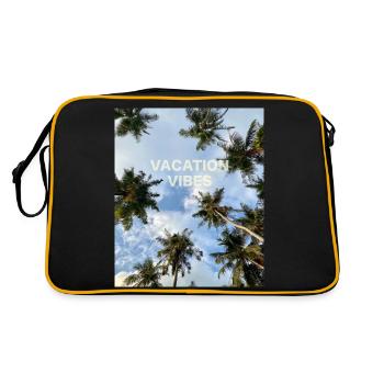 Palme Urlaub Sommer Sonne Reisen Spanien Malediven - Retro Tasche - Schwarz/Gold - Hinten