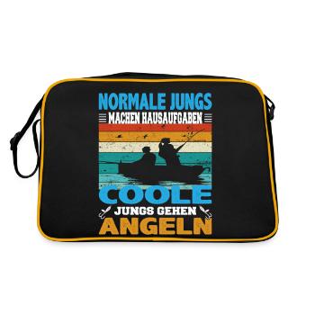 Normale Jungs machen Hausaufgaben coole Jungs - Retro Tasche - Schwarz/Gold - Hinten
