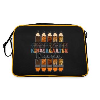 Kindergarten Teacher Leopard Pencil Back To School - Sac Retro - noir/or - Dos