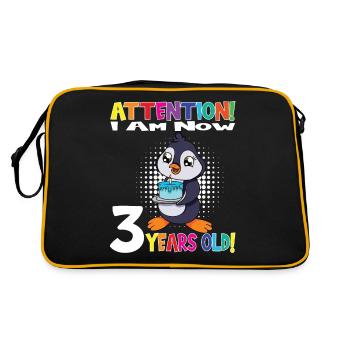 Penguin Attention I Am Now 3 Years Old - Retro Bag - black/gold - Back