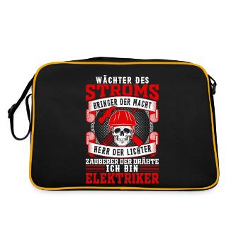 Elektriker Wächter des Stroms - Retro Tasche - Schwarz/Gold - Hinten