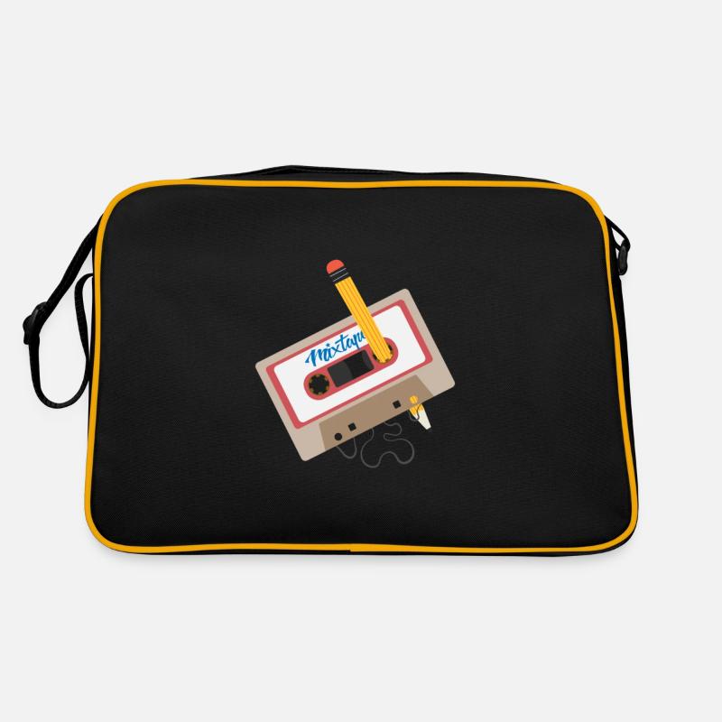 Kasette Mixtape 90s Oldschool - Retro Tasche - Schwarz/Gold