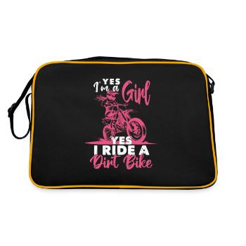 Rider Motocross Biker Yes I am a girl - Retro Bag - black/gold - Back