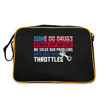 Wide Open Throttles - Retro Tasche - Schwarz/Gold - Hinten