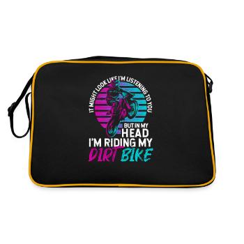In My Head I'm Riding My Dirt Bike Funny Motocross - Retro Tasche - Schwarz/Gold - Hinten