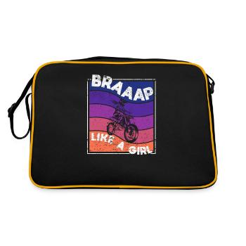 Lustige Motorrad Mädchen Motocross Dirt Bike Braap - Retro Tasche - Schwarz/Gold - Hinten