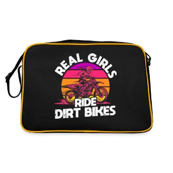 Motocross Lovers Racing Bikers Real Girls Ride - Retro Bag - black/gold - Back