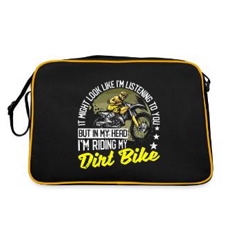 Funny Motocross Bikers In My Head I'm Riding My - Retro Tasche - Schwarz/Gold - Hinten