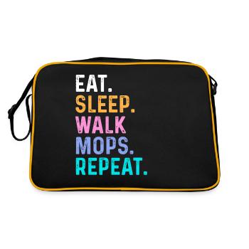 Eat Sleep Walk Mops Repeat - Retro Bag - black/gold - Back