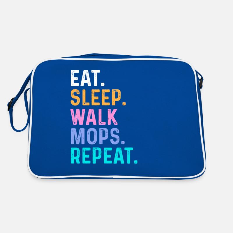 Eat Sleep Walk Mops Repeat Retro Bag
