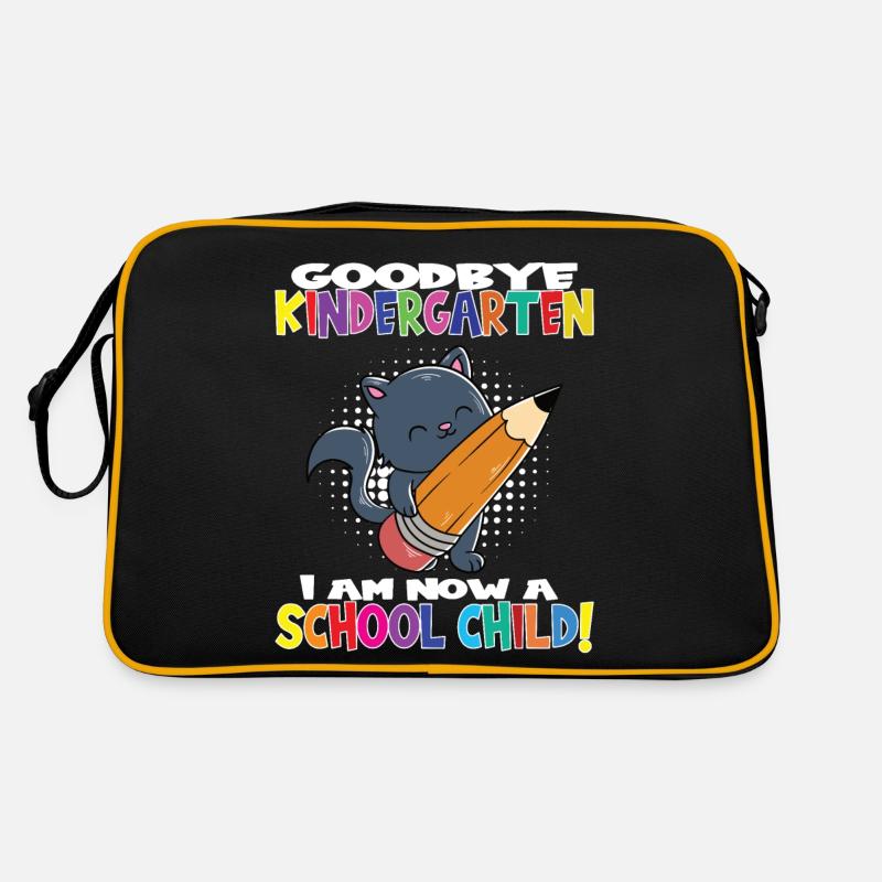 Goodbye Kindergarten I Am A Schoolchild Now! - Retro Tasche - Schwarz/Gold