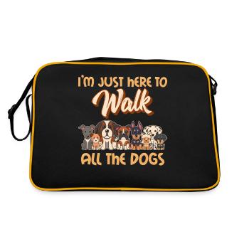 I'm Just Here To Walk All The Dogs Dog Walker Dog - Retro Bag - black/gold - Back