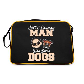 Just A Grumpy Man Who Loves Dogs Dog Dad Father’s - Retro Tasche - Schwarz/Gold - Hinten