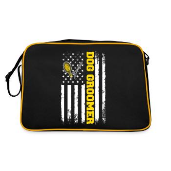Toiletteur pour chiens Chien de toilettage Pour chien Maman Drapeau américain Gro - Sac Retro - noir/or - Dos