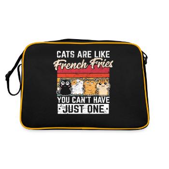 Les chats sont comme Français frites Drôle de chat Amant Noir C - Sac Retro - noir/or - Dos