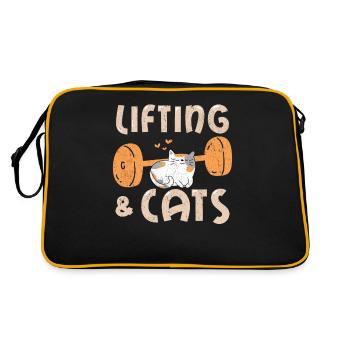 Lifting & Cats Funny Cat Lovers Gym Funny Weightli - Sac Retro - noir/or - Dos