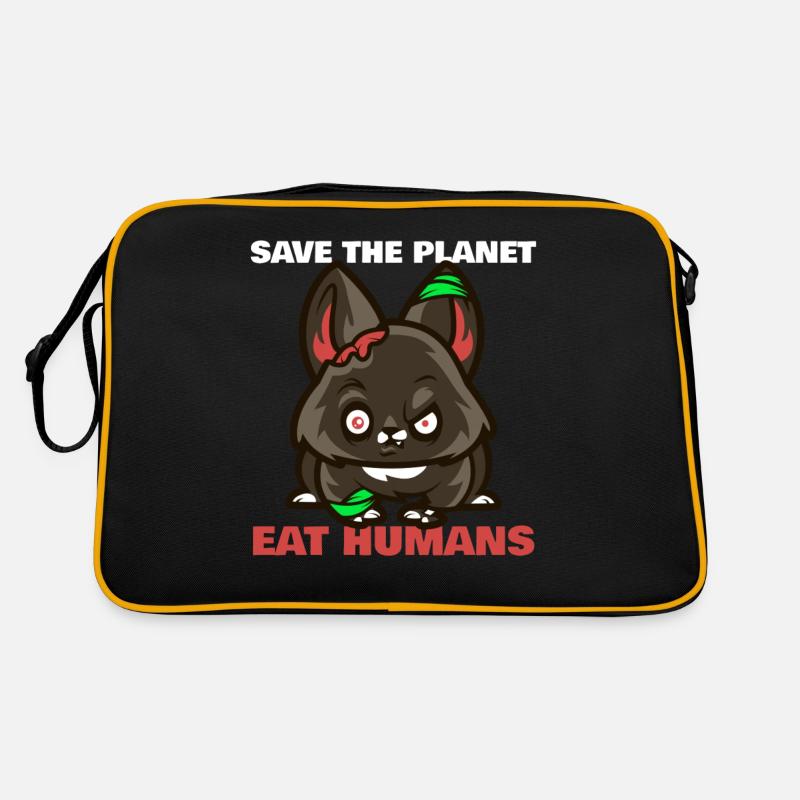 SAVE THE PLANET - EAT HUMANS - Retro Tasche - Schwarz/Gold