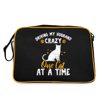 Driving My Husband Crazy One Cat At A Time Cat Mom - Retro Bag - black/gold - Back