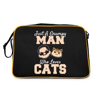 Just A Grumpy Man Who Loves Cats Cat Dad Funny Cat - Retro Tasche - Schwarz/Gold - Hinten