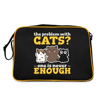 The Problem With Cats? One Is Never Enough Funny C - Retro Bag - black/gold - Back